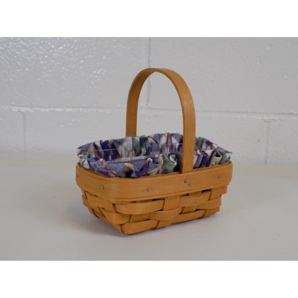 Parsley Booking Basket w/ Plaid Liner Protector & Card 2000 Longaberger Vintage - Picture 10 of 16